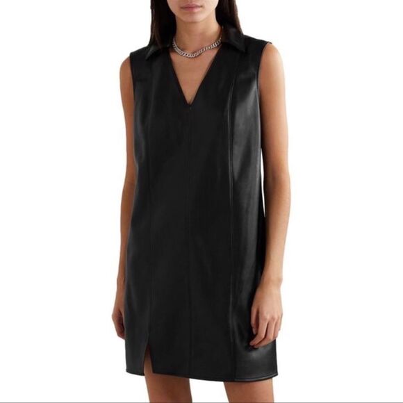 Alexander Wang.T stretchy collared coated Mini Dress in Black size small - Picture 2 of 8